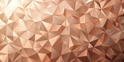 Abstract background of triangular patterns in rose gold colors low poly wallpaper bird eye view photo