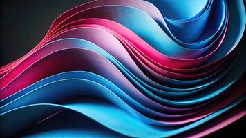 Abstract background with curvy paper sheets in blue and pink isolated on black photo
