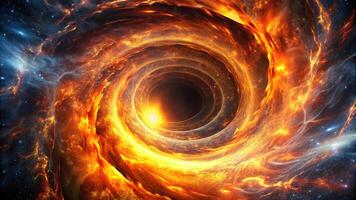 Abstract fiery vortex in dark cosmic space from a worm's eye view photo