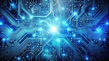 Abstract electronic circuit background with panoramic view photo