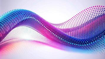 Abstract dot particles flowing in colorful gradient pattern on white background photo