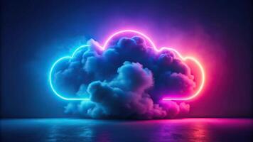 Abstract cloud illuminated with a neon light photo
