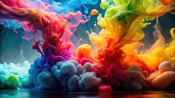 Abstract colorful ink dissolving in water creating a vibrant background photo