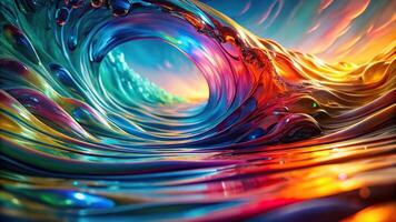 Abstract colorful fluid dynamic waves background seen from below photo
