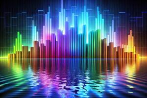 Abstract colorful futuristic histogram background with reflection photo