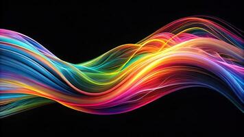 Abstract colorful streams reflected on black background photo