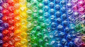 Abstract background of colored bubble wrap painted with paint photo
