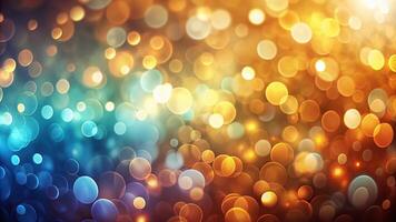 Abstract background of asymmetrical bokeh lights in warm and cool tones photo