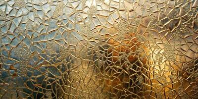 Abstract background of a cracked frosted glass with distressed metallic textured cracks reflected photo