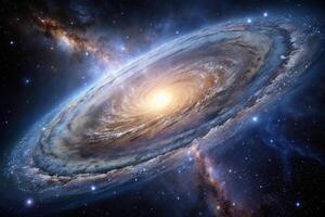 Abstract background featuring phantom galaxy in cosmos and vastness of universe from tilted angle photo