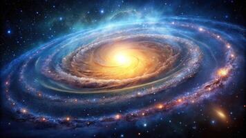 Abstract background of a spiral galaxy in the universe, featuring stars and depth of field photo
