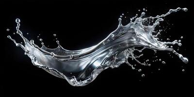 A splash of silver liquid floating in space photo