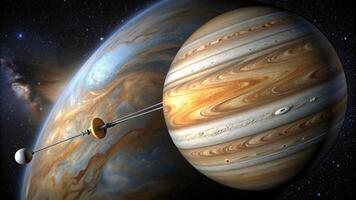 A stunning image of Jupiter with the Voyager deep space probe, captured in deep space photo
