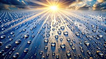 Abstract aerial view of raindrops with sunlight from above, beautiful photo
