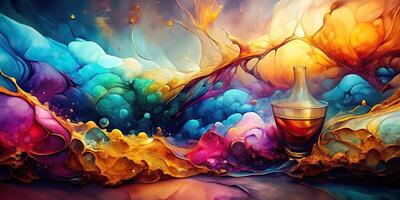 Abstract alcohol ink texture background resembling Depth of Field photo