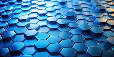Abstract blue hexagonal tiles with artistic texture depth of field photo