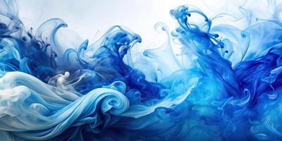 Abstract blue and white ink swirls background photo