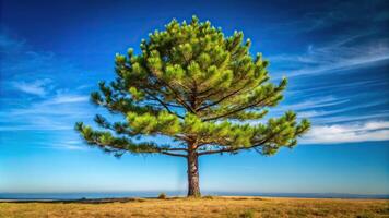 A close-up view of a pine tree branch with leading lines photo