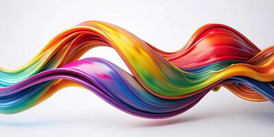 Abstract bird eye view wavy paint ribbon with colorful fluid elements photo