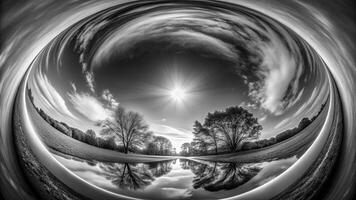 Abstract black and white fisheye background photo