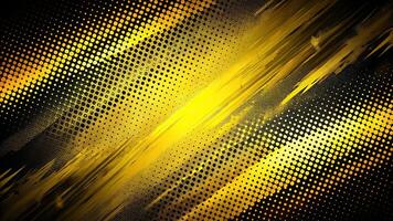 Abstract black and yellow background with brushstroke and halftone elements photo