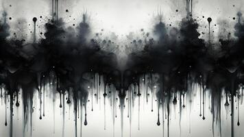 Abstract black ink background with smudged dripping effects. photo