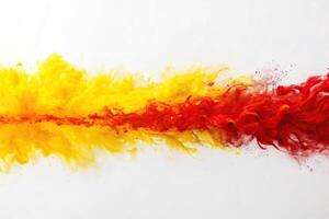 Abstract background with vibrant yellow and red streaks on a white background photo