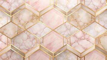 abstract background with light pink and gold color geometric marble texture with white space in the c Close-Up photo