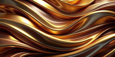 abstract background with flowing curves reminiscent of waves or luxurious fabrics in gold and chocolate photo