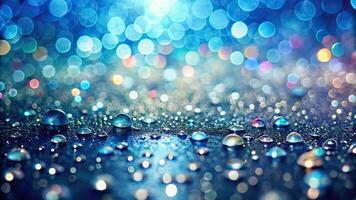 abstract background with water drops and defocused bokeh lights reflected photo