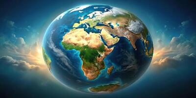 Earth globe with fractal patterns photo