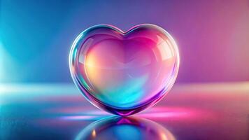 Crystal ball with heart reflections on soft background photo