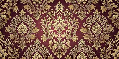 Elegant damask pattern with intricate motifs and a rich monochromatic color palette photo