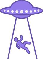 UFO Color Icon. Icon. Aliens Take Human to Alien Ship vector