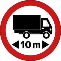 Red Length Limit Sign. Icon. Maximum Allowed Vehicle Width 10m. Prohibitory Road Sign vector