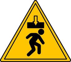 Yellow Risk of Crushing Sign. Icon. A Man Under a Heavy Load. Danger Warning Sign vector