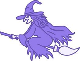 Witch Color Icon. Icon of Evil Witch Flying on Broom. Fairytale Character. Halloween Concept vector