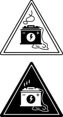 Loading Battery Signs. Black and White Icons. Danger Warning Sign