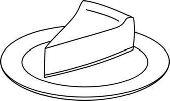 Piece of Pie on a Plate for Coloring. Illustration of Sweet Pastries. Menu Design vector
