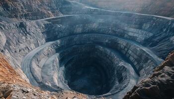 Open pit copper hole mineral from aerial photo resource mining activity