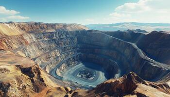 Open pit copper hole mineral from aerial photo resource mining activity