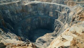 Open pit hole mineral from aerial photo resource mining activity