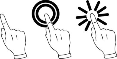 Finger Icons on Touch Screen. Hand Gesture with Index Finger. Double Click on the Computer Screen. illustration vector