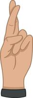 Crossed Fingers. Gesture for Good Luck, Lie, Superstition. illustration vector