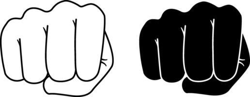 Forward Fist Strike Icons. Black and White Icons. Hand Gesture. Symbol of Power, Revolution, Struggle for Rights and Against Discrimination vector