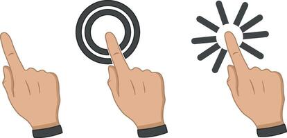 Set of Fingers on Touch Screen. Hand Gesture with Index Finger. Double Click on the Computer Screen. illustration vector