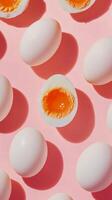 Boiled and chopped eggs white and yellow with different anomaly seamless pattern photo