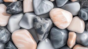Abstract pattern grey gravel stones smooth glossy texture marble polished modern background photo