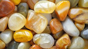 Abstract pattern yellow gravel stones smooth glossy texture marble polished modern background photo