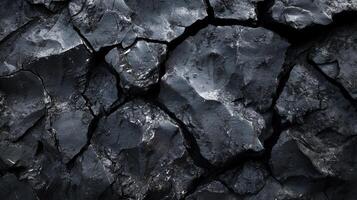 Black rock texture surface closeup with crack abstract scratch rustic pattern photo
